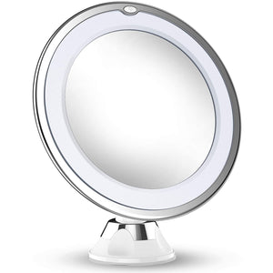 Vimdiff Updated 2020 Version 10X Magnifying Makeup Mirror with Lights, LED Lighted Portable Hand Cosmetic Magnification Light up Mirrors for Home Tabletop Bathroom